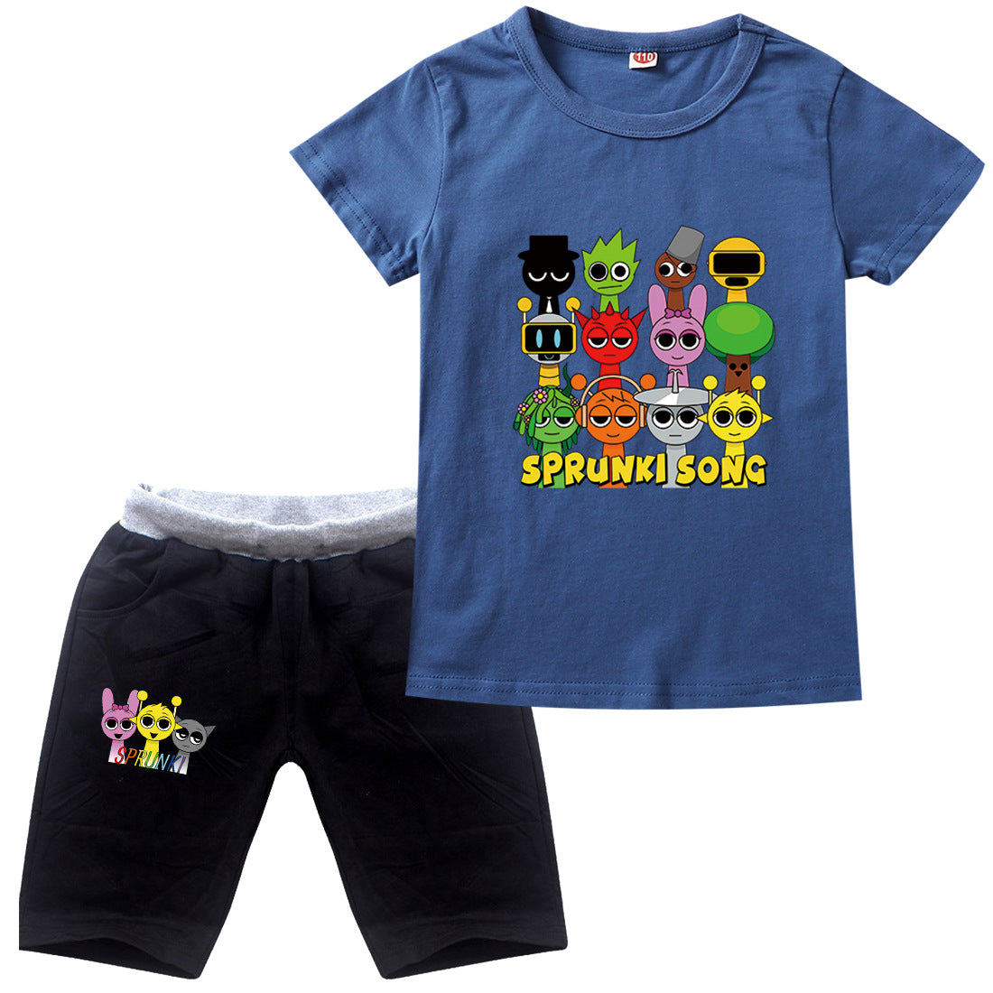 Sprunki Cartoon Clothes Sets New Summer Kids  Game Incredibox T-shirts Shorts Two-piece Set Baby Boys Tracksuit Girls Outfits