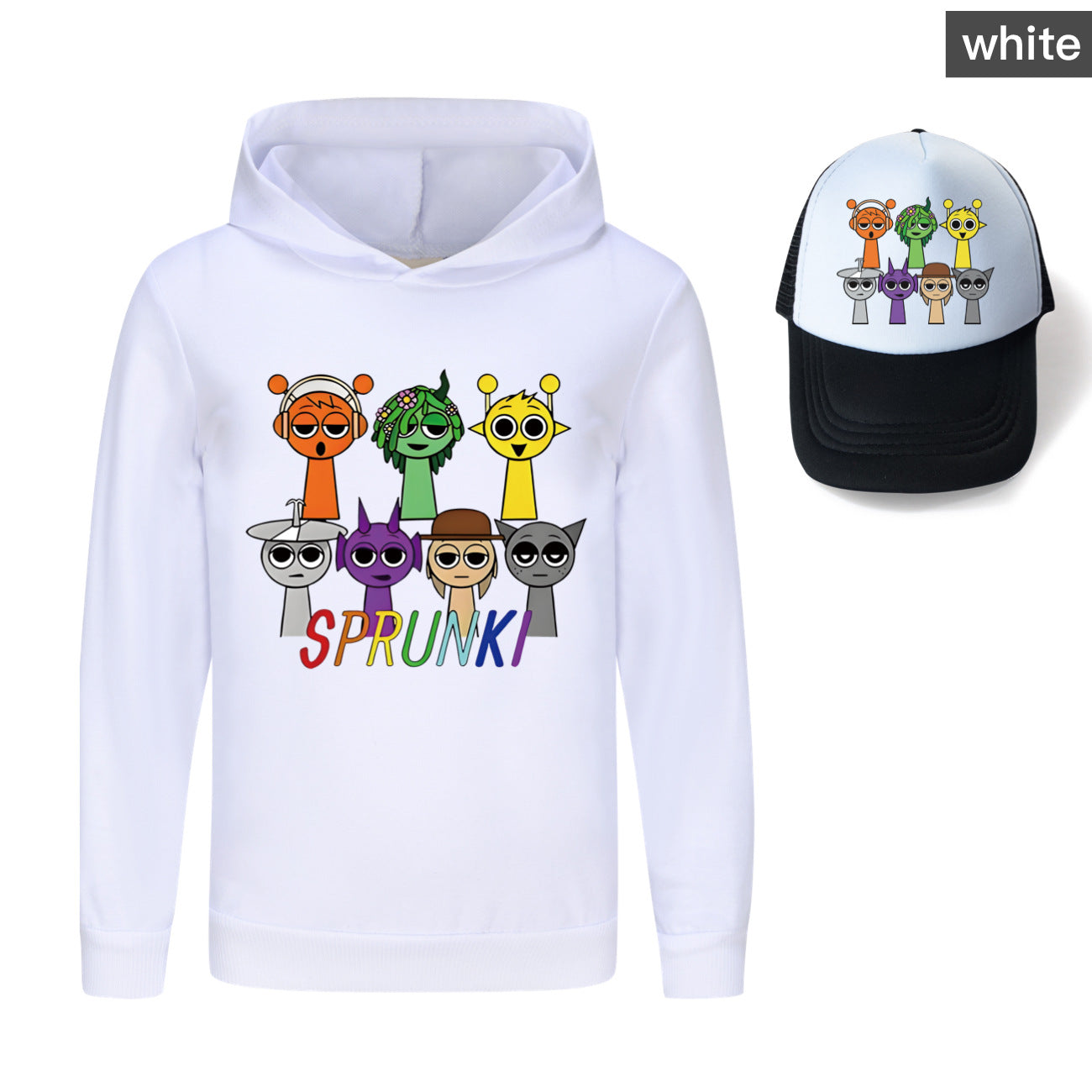 Sprunki Incredibox  Game  Tag Clothes Kids Hooded Sweater Shirt Hat Boys Cotton Girls Fashion Clothes Toddler Long Sleeve Tops