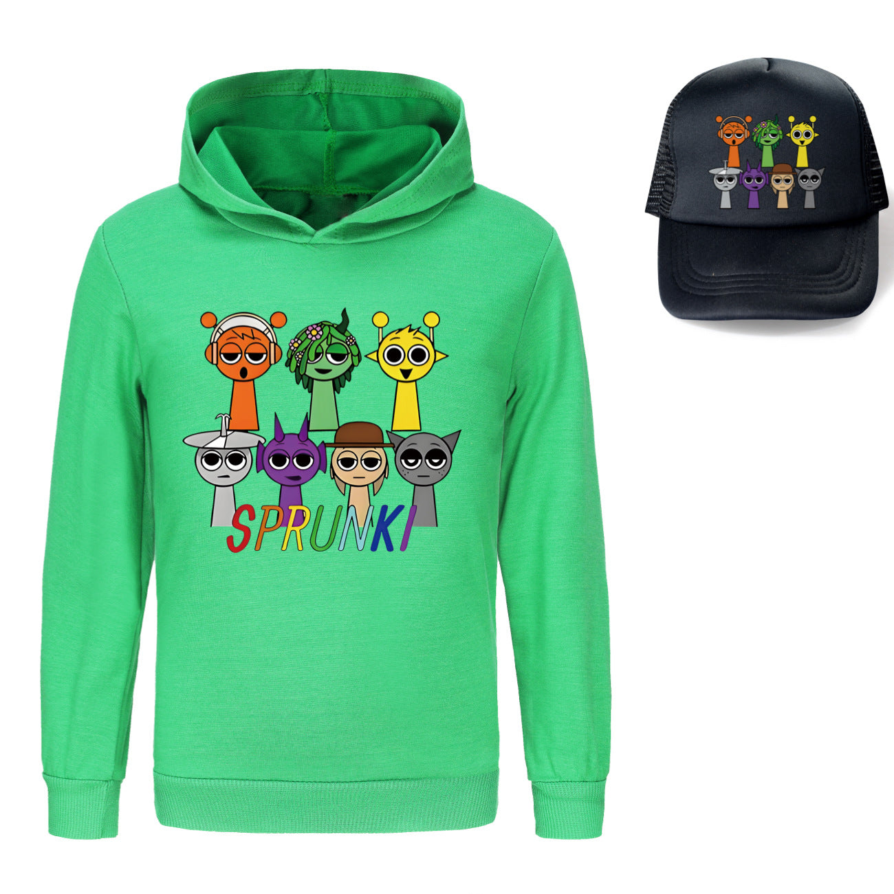 Sprunki Incredibox  Game  Tag Clothes Kids Hooded Sweater Shirt Hat Boys Cotton Girls Fashion Clothes Toddler Long Sleeve Tops