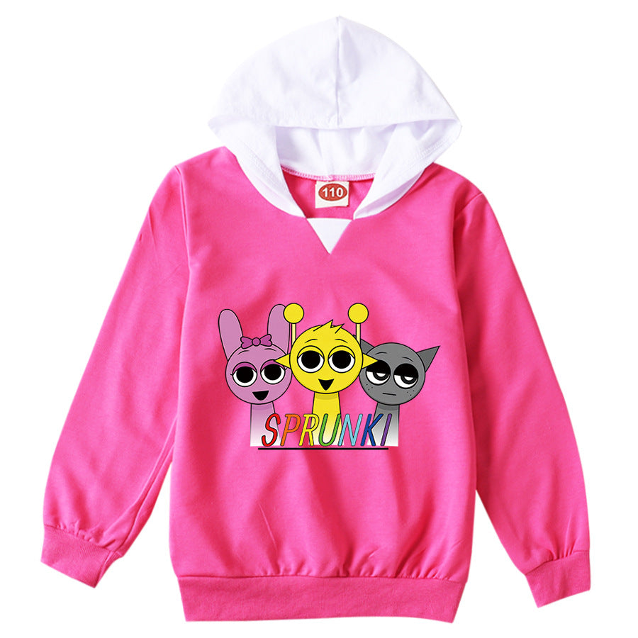 Cute Sprunki Cartoon Hoodie Kids Game Incredibox Hooded Sweatshirts Teen Boys Long Sleeve Clothes Baby Girls Casual Outerwear