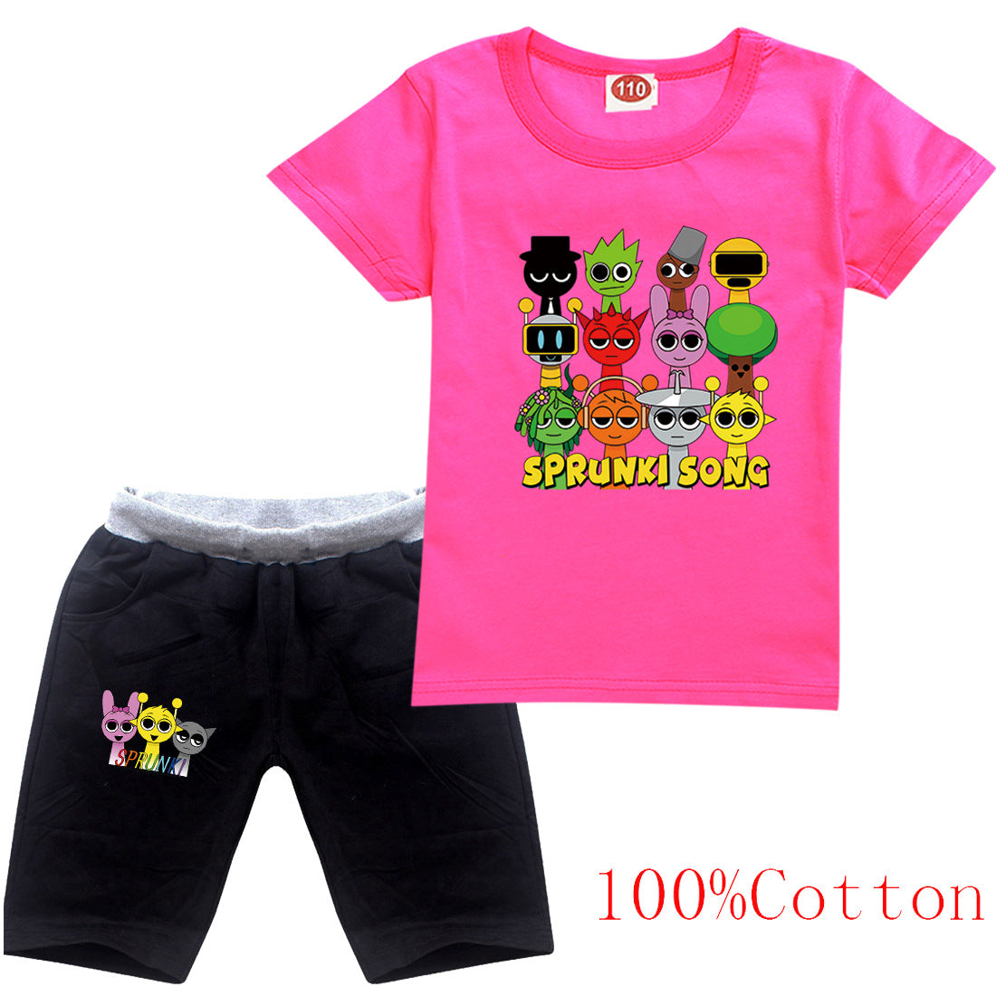 Sprunki Cartoon Clothes Sets New Summer Kids  Game Incredibox T-shirts Shorts Two-piece Set Baby Boys Tracksuit Girls Outfits