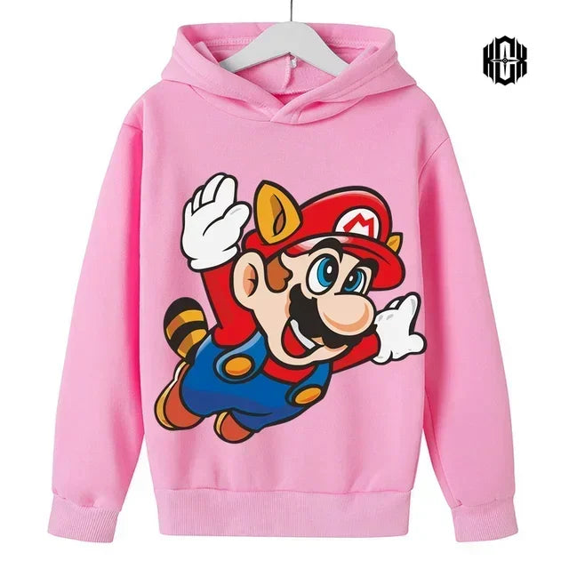 Mario Fall/Winter Children's Cotton Hoodie Fashion Casual Boys Girls Sports Hoodie Cute Cartoon Hoodie