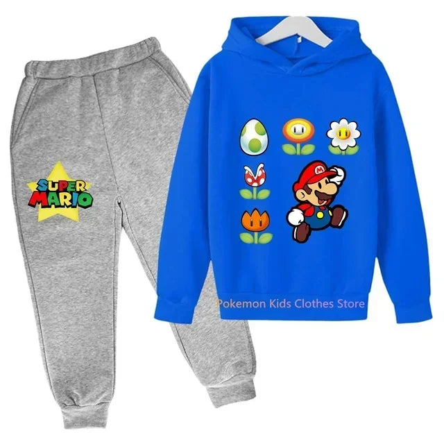 Super Mario Bros Boy Girl Hoodie Suit Cotton Kids Hooded Sportswear Set Boys Pokemon Clothes 2 5 6 7 8 9 10 11 12 13 12 Y