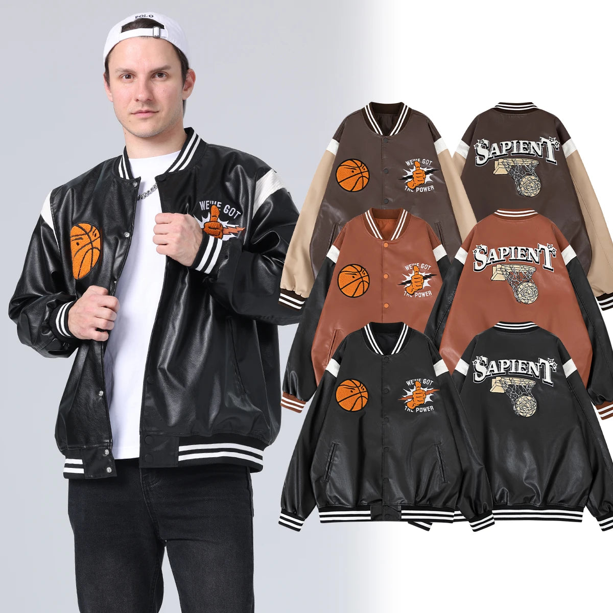 Men's Faux Leather Motorcycle Bomber Jacket Football Embroidery Baseball Uniforms 24H Shipped Spring&Autumn Loose Coats