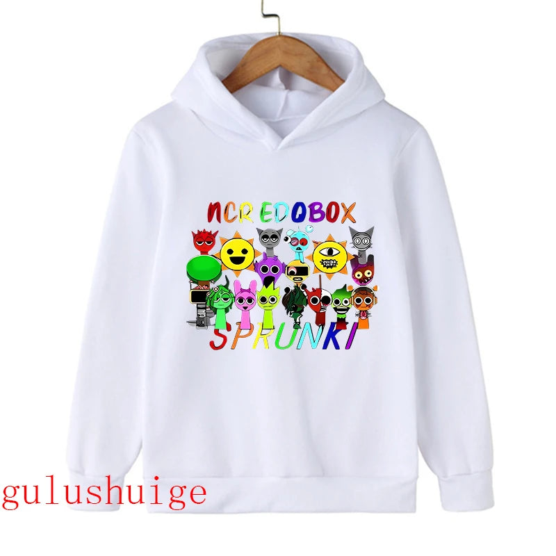 Sprunki Hoodie Fashion Kids Incredibox Hoodies Warm Sweatshirts Children's Winter Soft Clothing Cartoon Hoodie