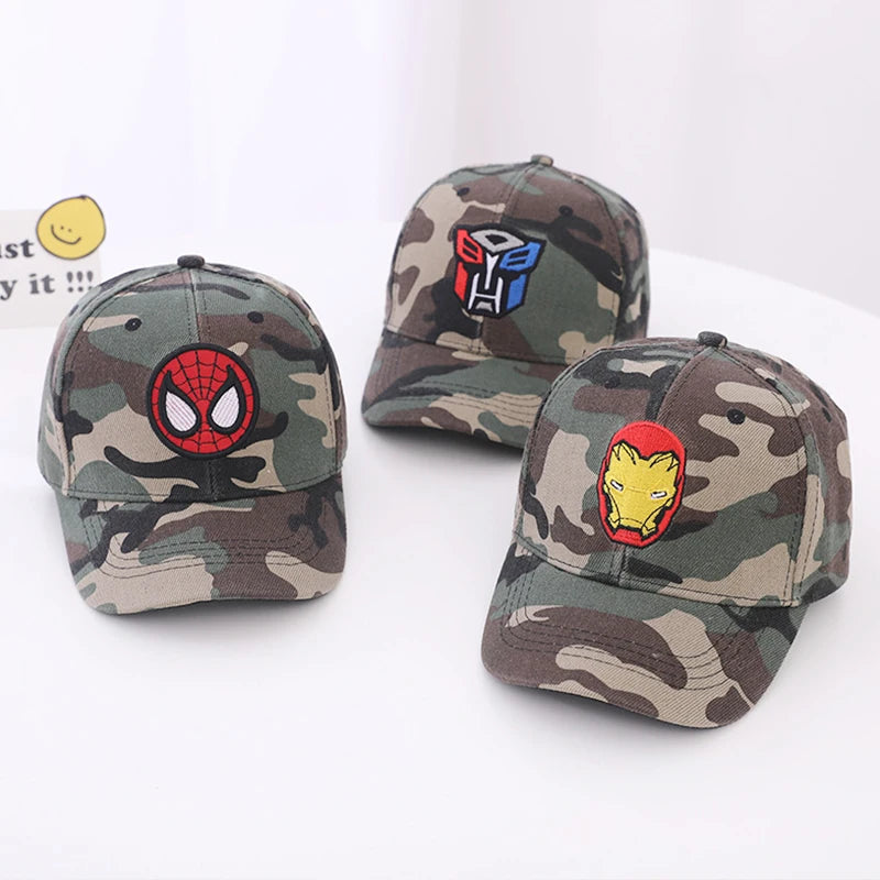 Autumn Disney Anime Spiderman Baseball Cap For Children Outdoor Kids Camouflage Caps Boys Cartoon Embroidery Hip Hop Sun Hat