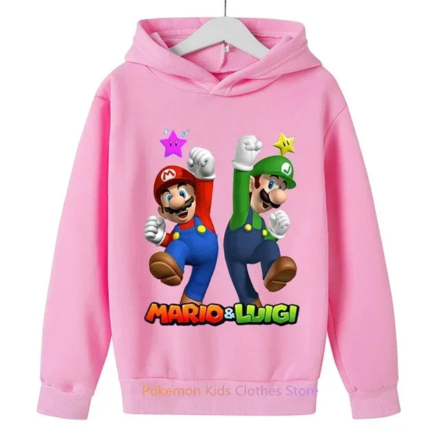 Fashion Children Game Super Mario Sweatshirt Baby Boys Girls Cartoon Pullovers Kids Autumn Clothes Mario bros Hoodies