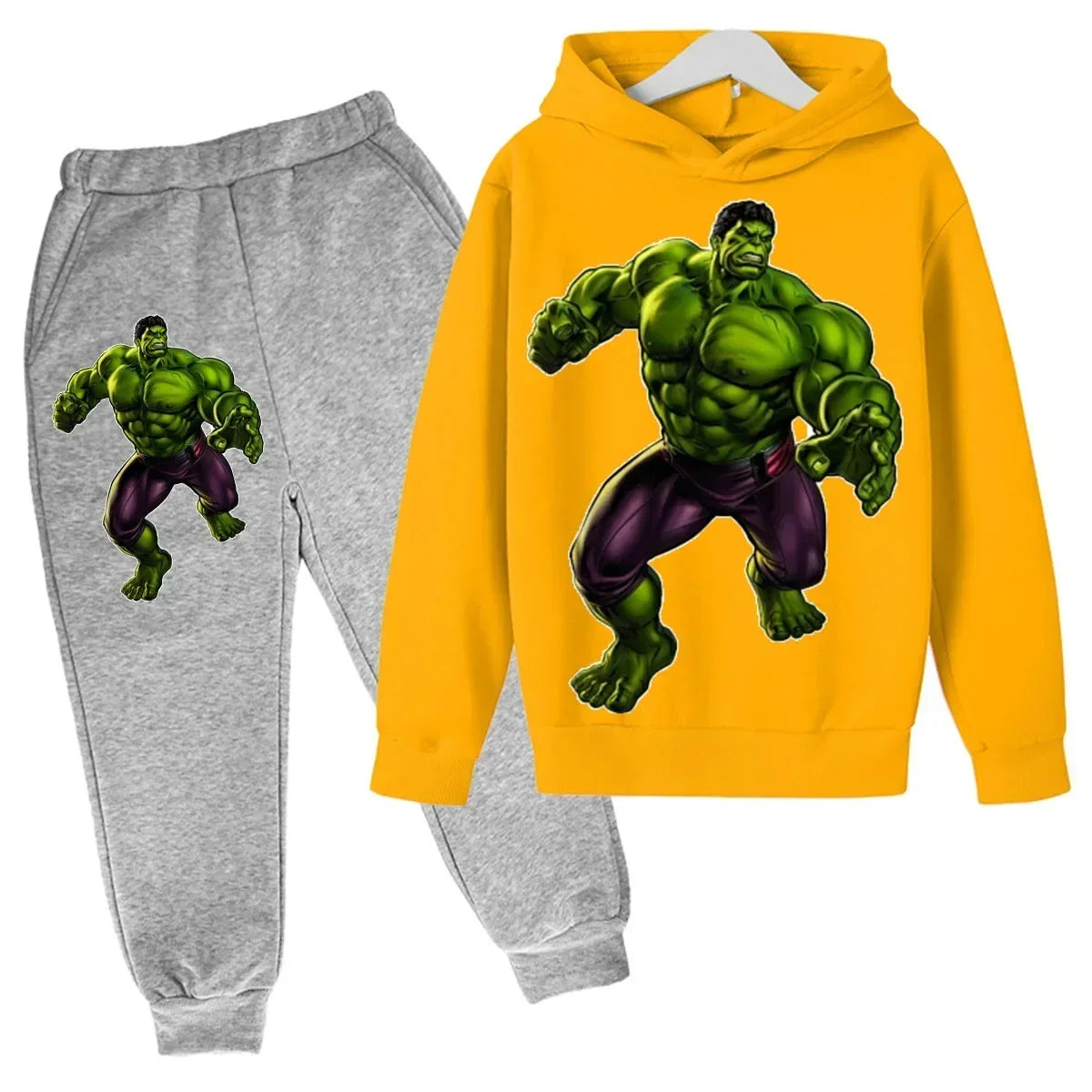 Kids Cartoon Green Giant Super Hero Superstar Boys Girls Spring/Autumn Clothing Children's Fashion Hoodie Pants Set 2-14 Years