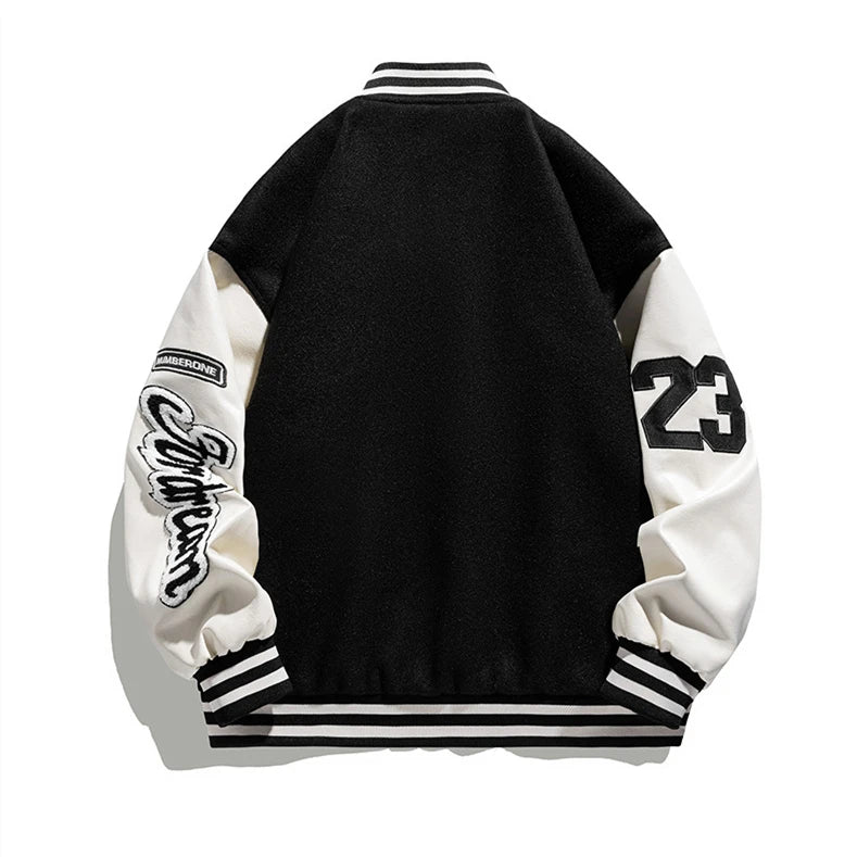 Men Varsity Baseball Bomber Jacket Hip Hop Harajuku Bone Letter Patchwork Leather Jackets Streetwear Women Unisex College Coats