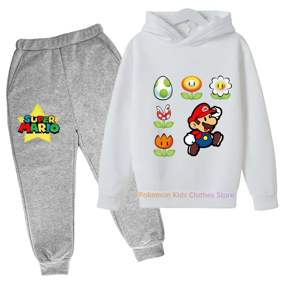 Super Mario Bros Boy Girl Hoodie Suit Cotton Kids Hooded Sportswear Set Boys Pokemon Clothes 2 5 6 7 8 9 10 11 12 13 12 Y