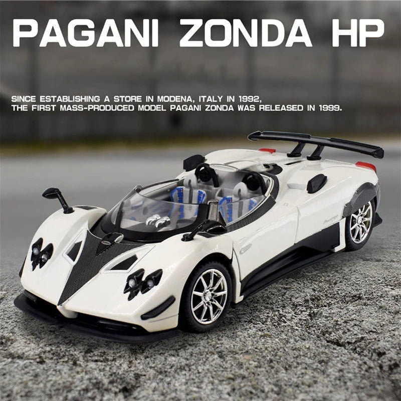 1:24 Pagani Zonda HP Barchetta Supercar Alloy Car Model Sound and Light Pull Back Children's Toy Collectibles Birthday gift