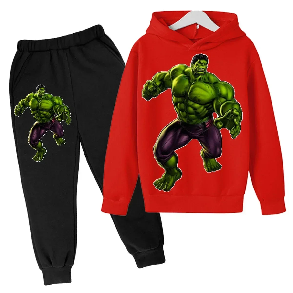 Kids Cartoon Green Giant Super Hero Superstar Boys Girls Spring/Autumn Clothing Children's Fashion Hoodie Pants Set 2-14 Years