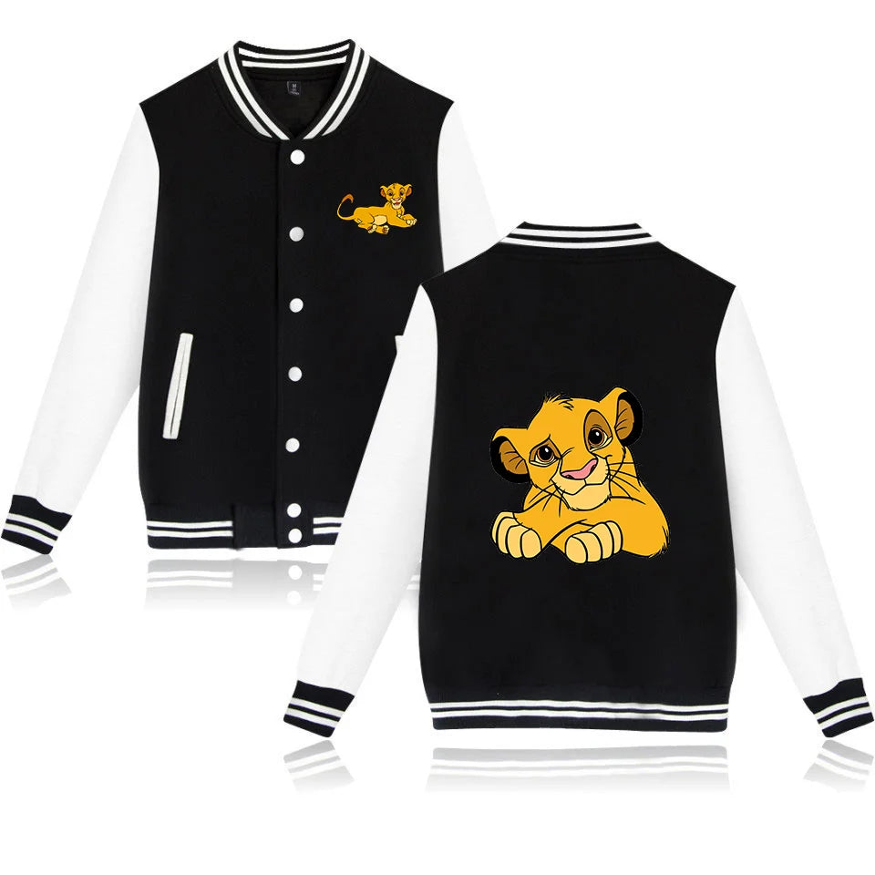 Disney The Lion King Simba Varsity Baseball Bomber Jacket Men Women Hip Hop Harajuku Jackets Kids Boys Girls Single Coats