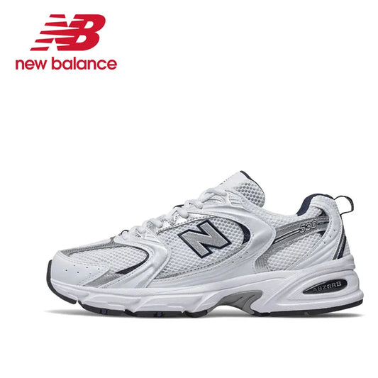 Original New Balance NB 530 Classic Vintage Mesh Fabric Faux Leather Casual Men's and Women's Running Shoes White Silver MR530SG