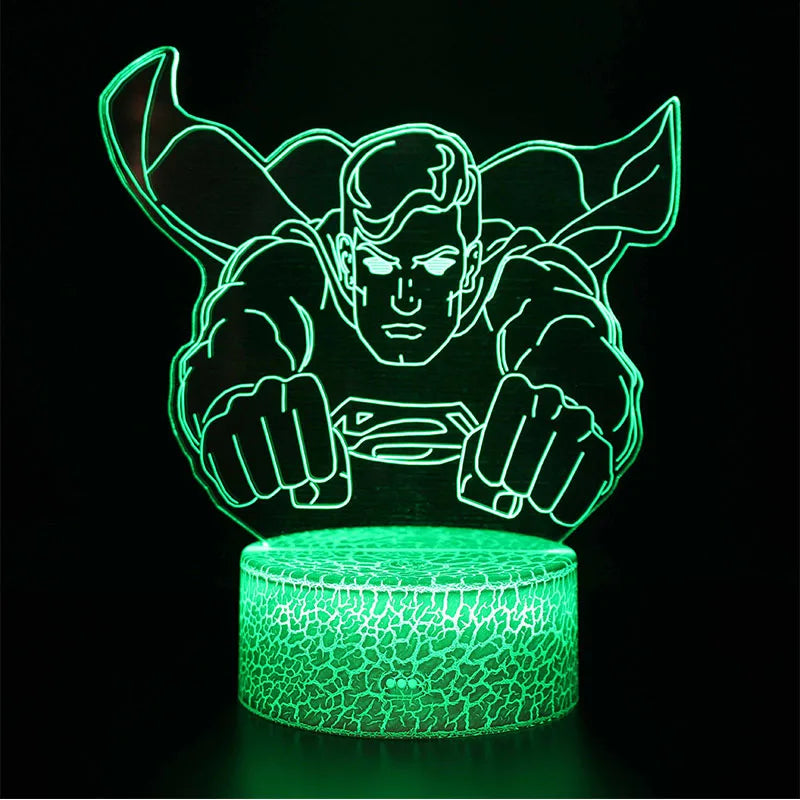 Anime The Avengers Infinity War 3D LED Nightlights Spiderman Ironman Hulk Thor Lamp Colorful Changing Night Lights Table Lampara