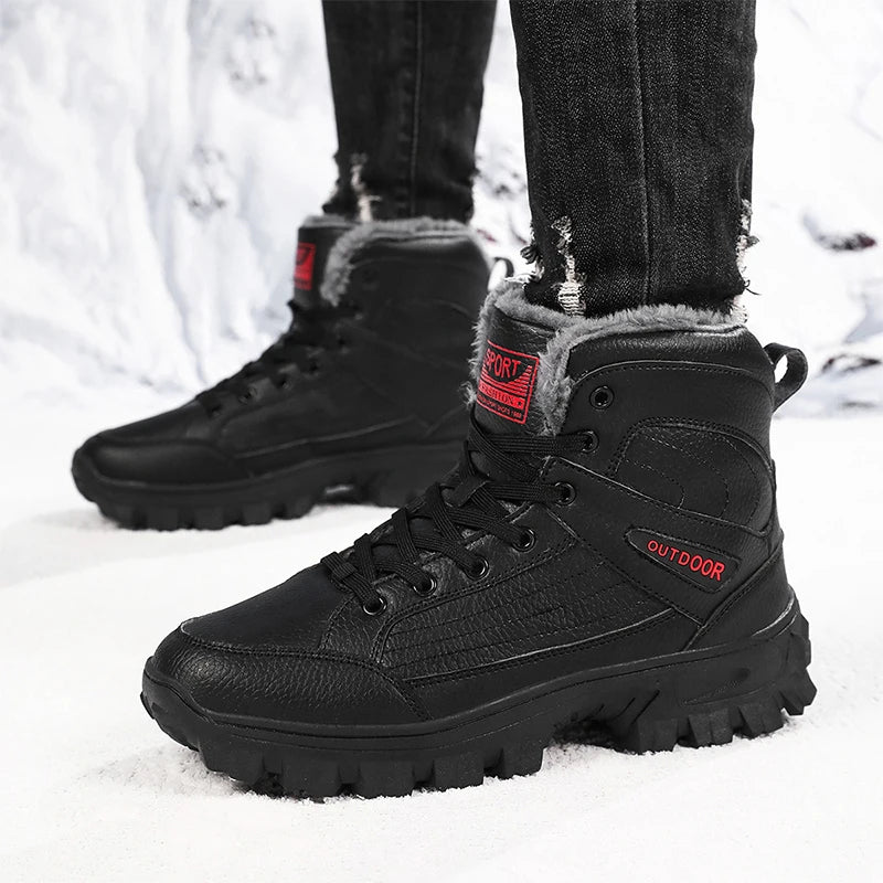 Men Waterproof Snow Boots Super Warm Winter Plush Shoes Men Sneakers Work Shoes Outdoor Male Hiking Boots Anti-slip Ankle Boots