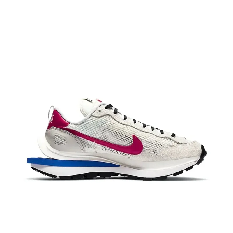 Sacai x Nike VaporWaffle royal fuchsia low-top sports and casual shoes for men and women, gray and white