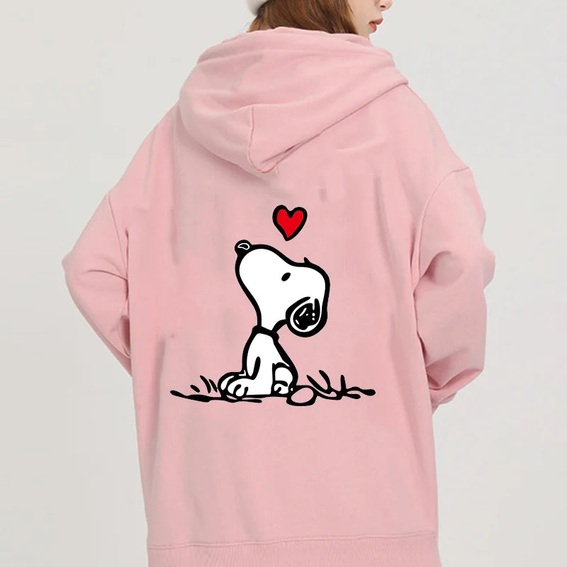 Snoopy Cartoon Anime Women Pullover Spring Autumn Men Oversized Hoodie Casual Couple Sweatshirt Clothes Tops