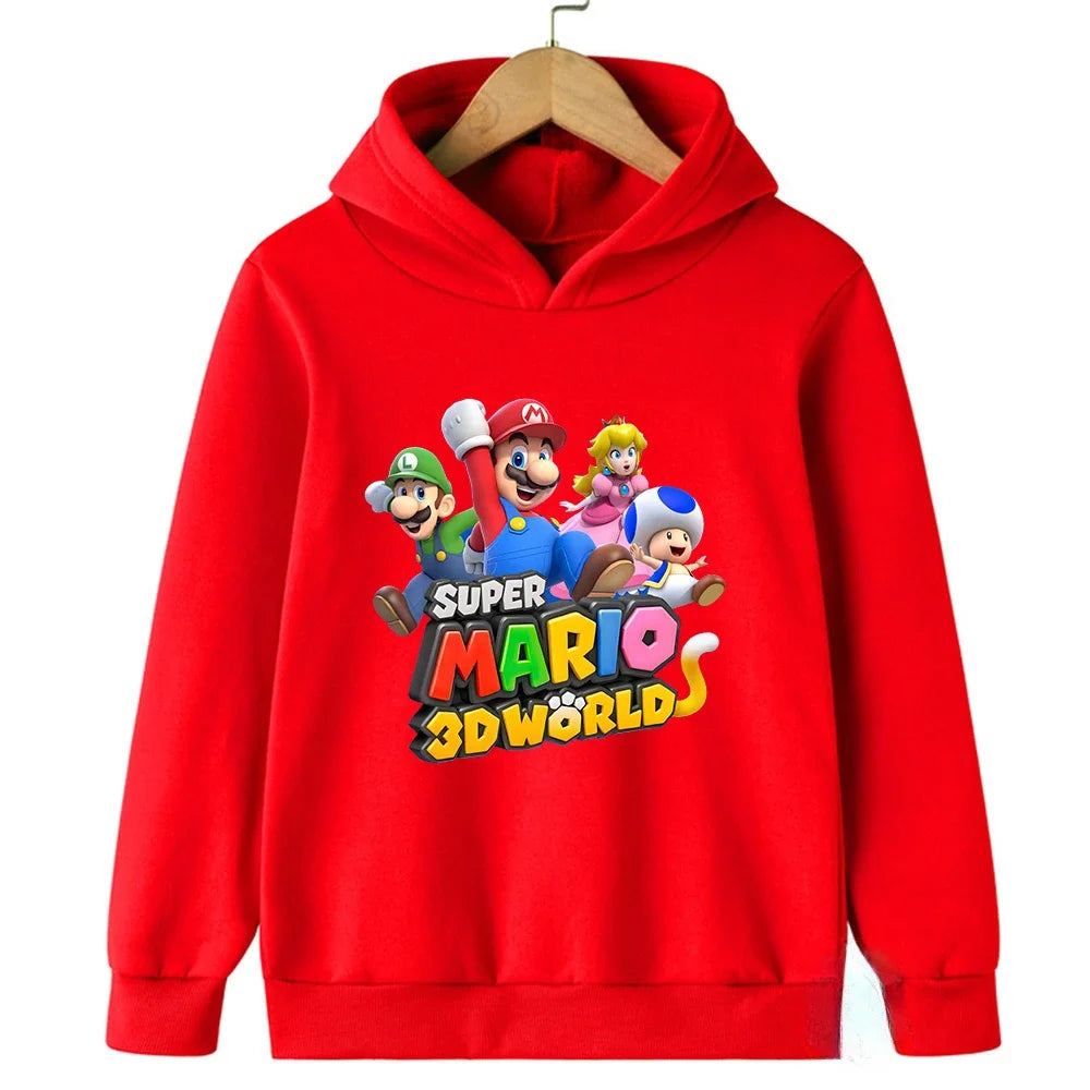 Autumn Cartoon Print Sports Children Hoodies Street Casual Fashion Sweatshirt 3-14 Years Kids Boy Girl Clothing Outdoor Pullover