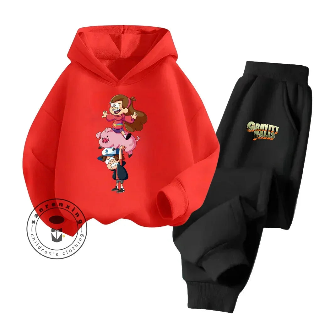 2024 Hot Gravity Falls cute Cheap Hip-Hop Kids sports set Kawaii animation boys and girls children sweatshirt sweatpants set