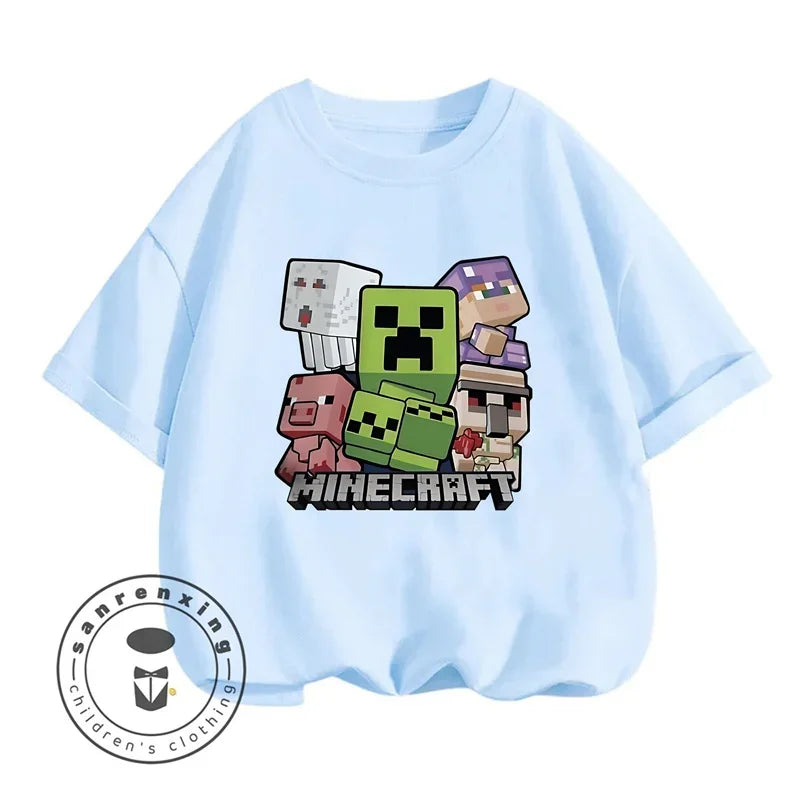 Minecraft New Summer Kids Clothes For Children Kawaii Cartoon Printed Baby Tops Cute Boys Girls Short Sleeves T-shirts