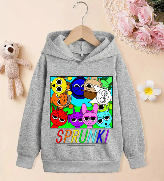 Hot Sales Sprunki Cartoon Clothes Kids Horror Game Incredibox Hoodie Boys Long Sleeve Sweatshirts Girls Casual Anime Hooded Tops