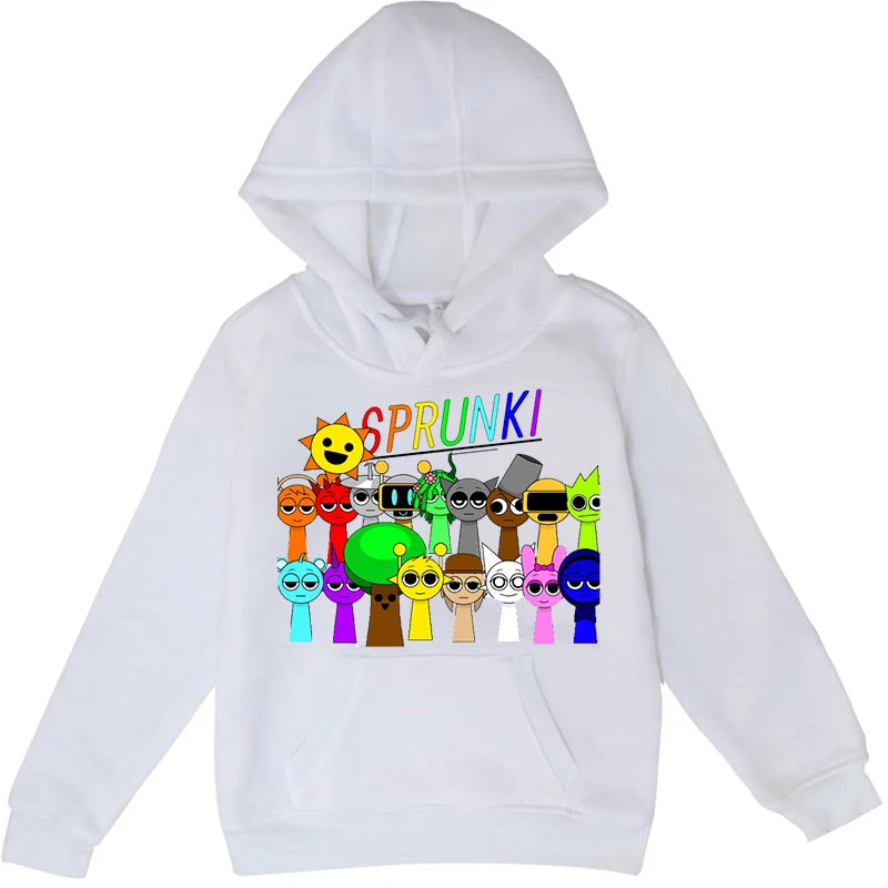 Sprunki Hoodie Boys Girls Funny Game Hoodie Spring Hooded Sweatshirts Children's Clothing Cartoon Print Hoodies Kids Casual Tops