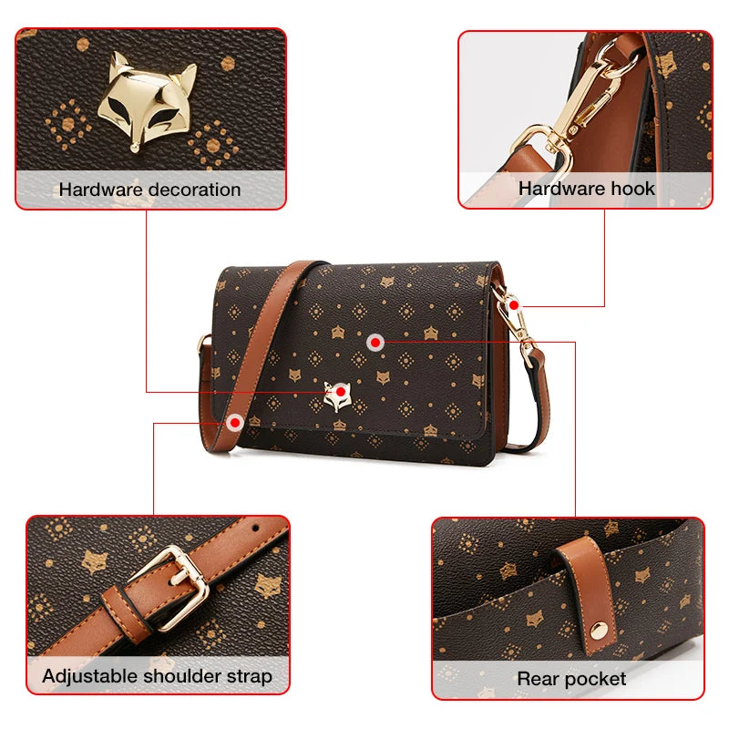 Crossbody Bag Women's Purse Monogram Design Lady Flap Messenger Bag