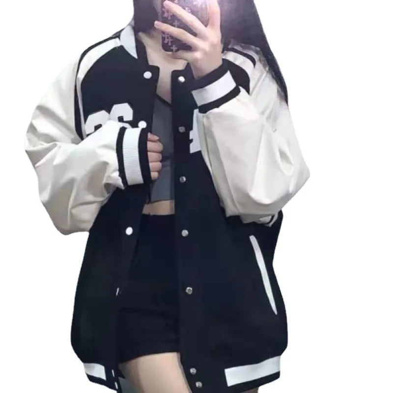 American style fashion sports wind baseball Women's Clothing spring and autumn Preppy Style jacket loose-fitting printed jacket