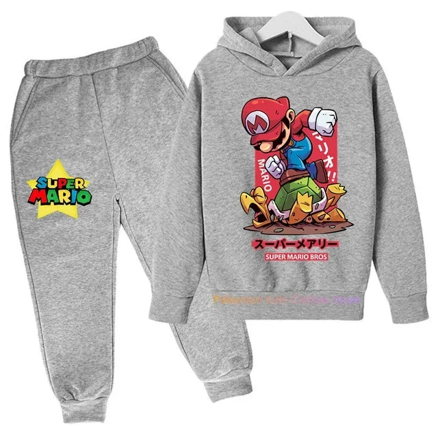 Super Mario bros boys Clothing Girls Set Kids Hoodies Tops Sweater Clothes+ trousers Pants 2pcs Set Gifts Toddler Outfit 2-14T