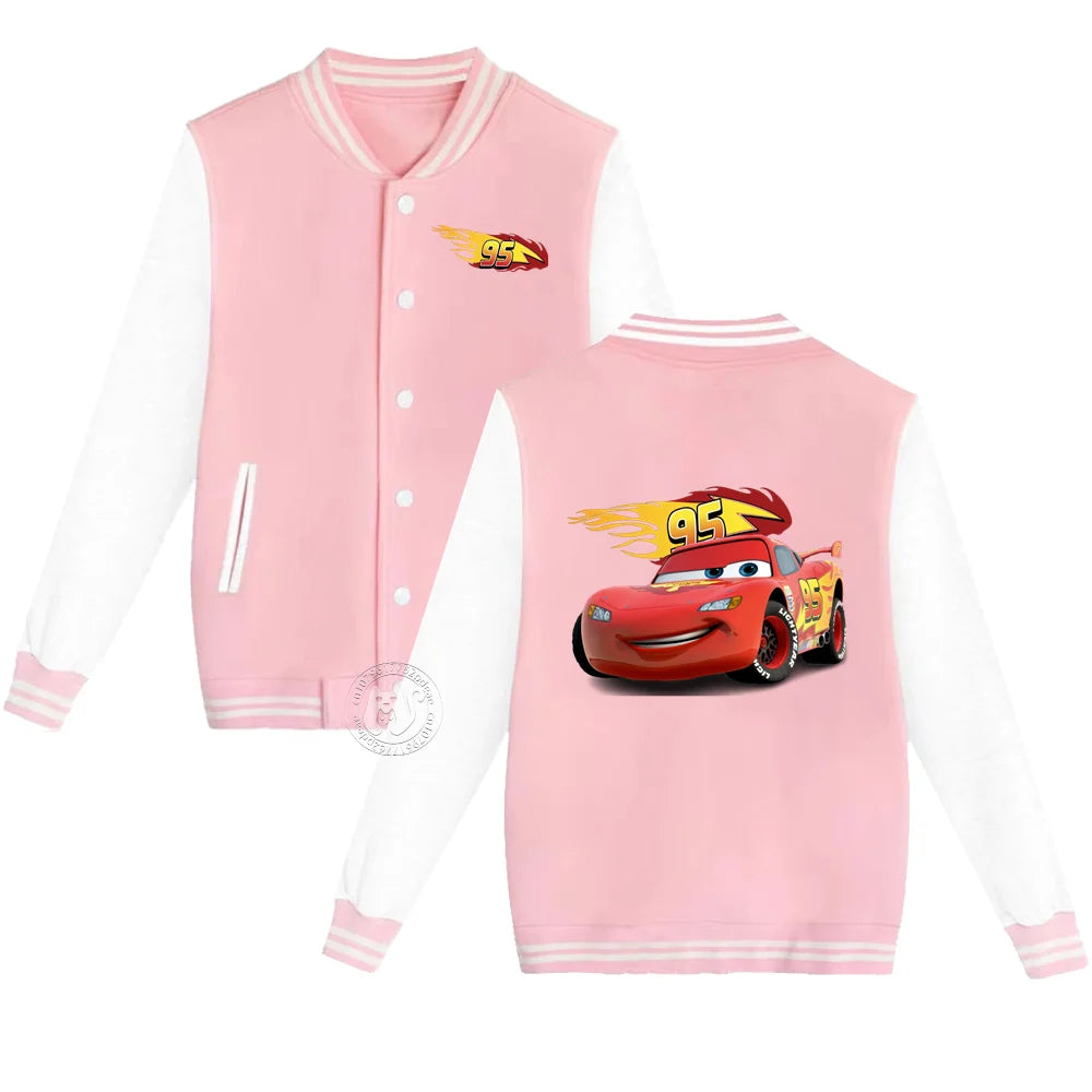 Kids 2-14 years old Fall/Winter Baseball uniform Flash McQueen 95 Racing Print Teen Girls Boys Outdoor padded warm coat