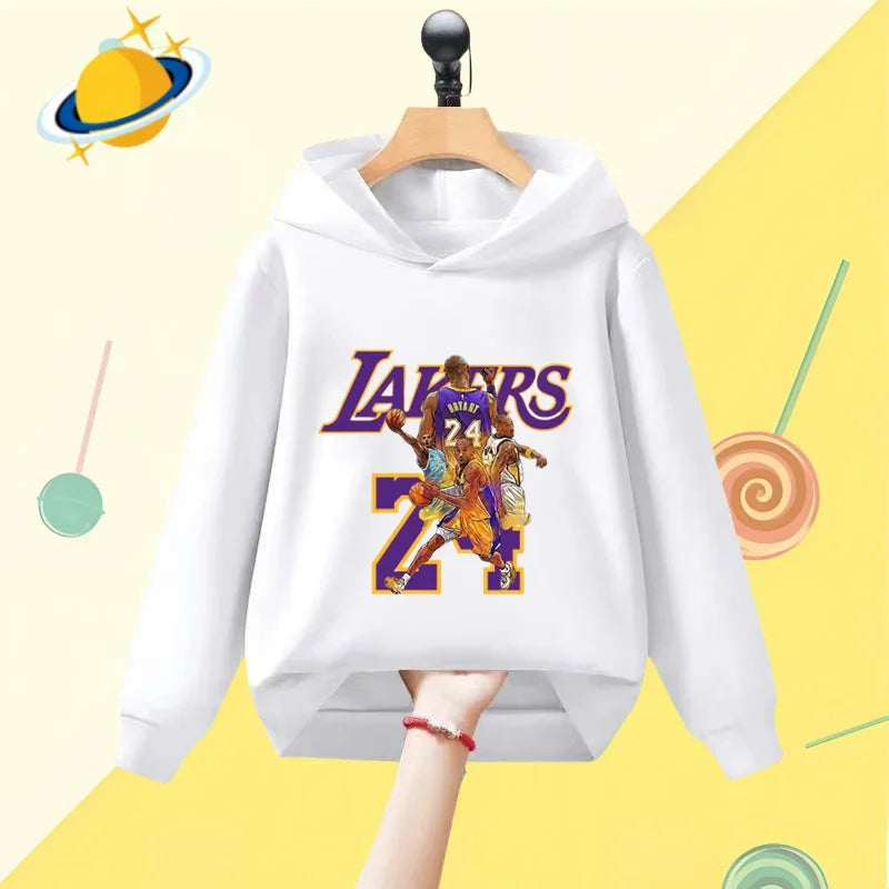 Basketball star Kobe Bryant children's hoodie cartoon print Autumn/Winter long-sleeved sweatshirt Boys and girls miss the eldest