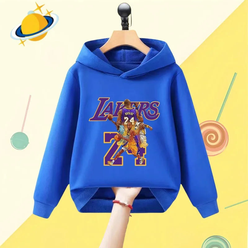 Basketball star Kobe Bryant children's hoodie cartoon print Autumn/Winter long-sleeved sweatshirt Boys and girls miss the eldest