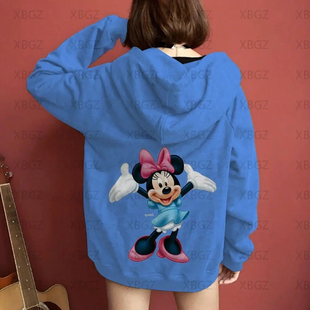 Women's Hoodies Couple Outfit Top Woman Minnie Mouse Y2k Disney Women Clothing Fashion Sweatshirts Mickey 2022 Men's Sweatshirt