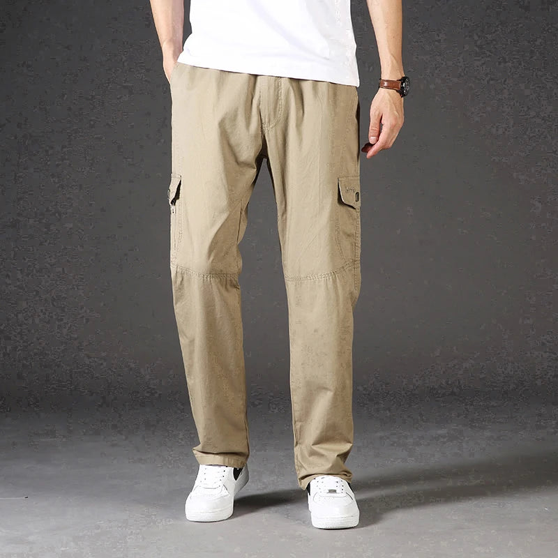 Spring Autumn Mens Cargo Pants Casual Sweatpants Relaxed Fit Cotton Pants American Style Large Size Sports Outdoor Pants