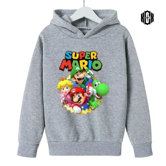 Mario Fall/Winter Children's Cotton Hoodie Fashion Casual Boys Girls Sports Hoodie Cute Cartoon Hoodie