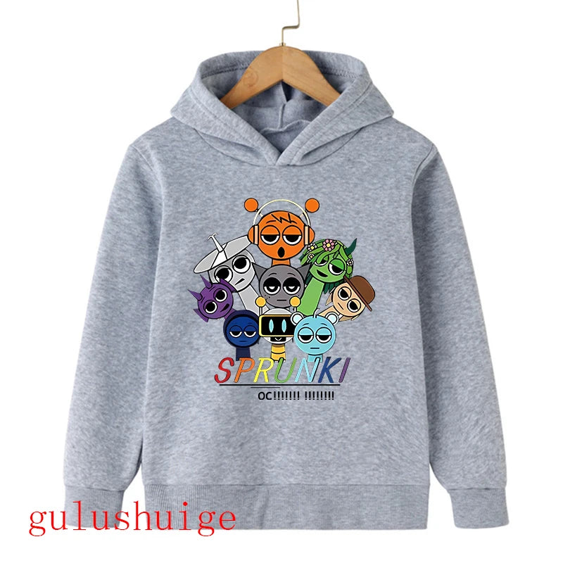 Sprunki Hoodie Fashion Kids Incredibox Hoodies Warm Sweatshirts Children's Winter Soft Clothing Cartoon Hoodie