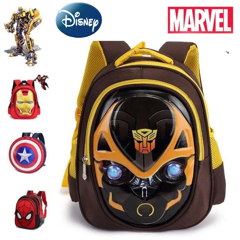 Disney Children's Schoolbag Captain America Teen Girl Schoolbag Iron Man Bumblebee Pattern Marvel Hero Schoolbag Boy Gift