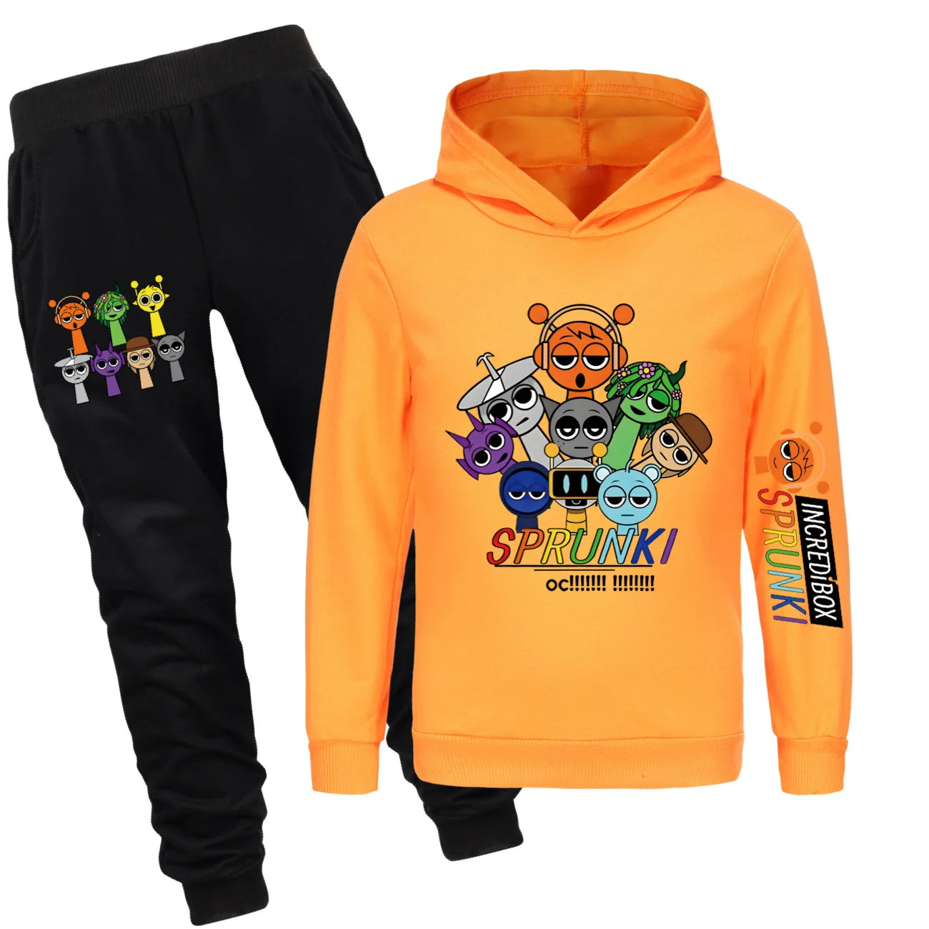 Sprunki Cartoon Clothes Kids Game Incredibox Jumper Boys Fashion Long Sleeve Sweatshirts+ Pants 2pcs Suits Toddler Girls Outfits