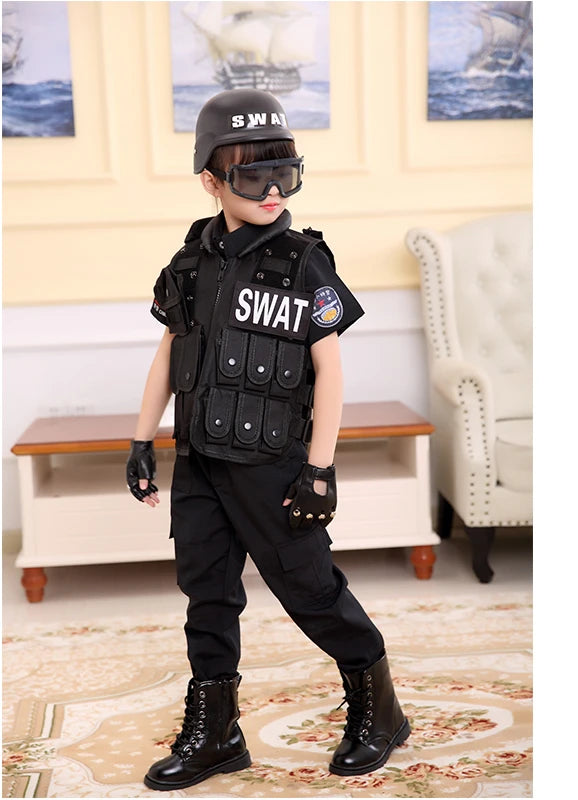 Children Hunting Military Tactical Army Vest Kids Airsoft Gear Combat Armor Uniform Boy Girl Swat Police Outdoor Costume