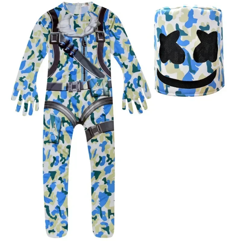 DJ Marshmello Kostumer Jumpsuits Børn Klovne Cosplay Tøj Halloween Julekostume Festspil Cosplay Fortnites Kostumer