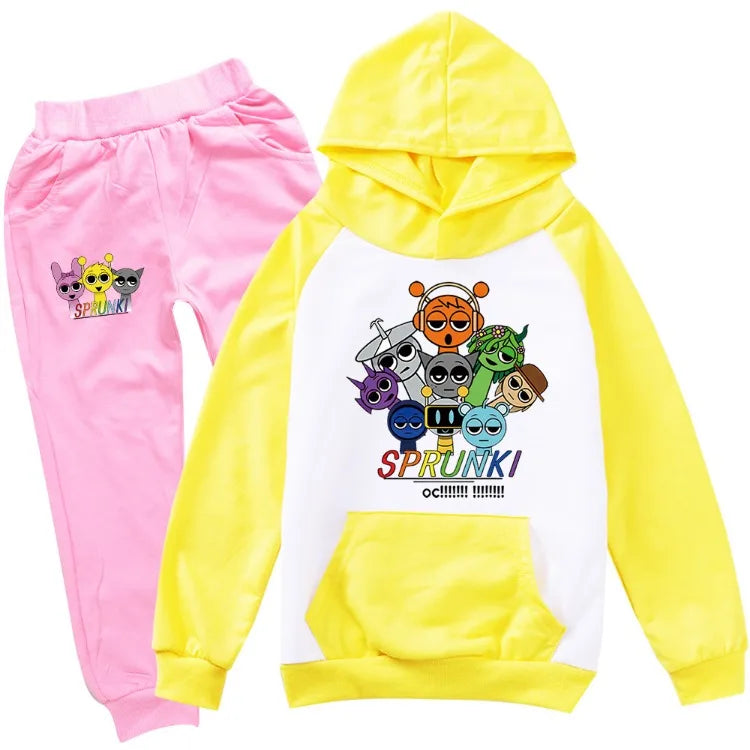 Sudadera Sprunki Clothes Set Kids Sprunky Incredibox Hoodie Boy Spring Fall Tracksuit Girls Hoody Sweatshirt Top Pants 2pcs Sets