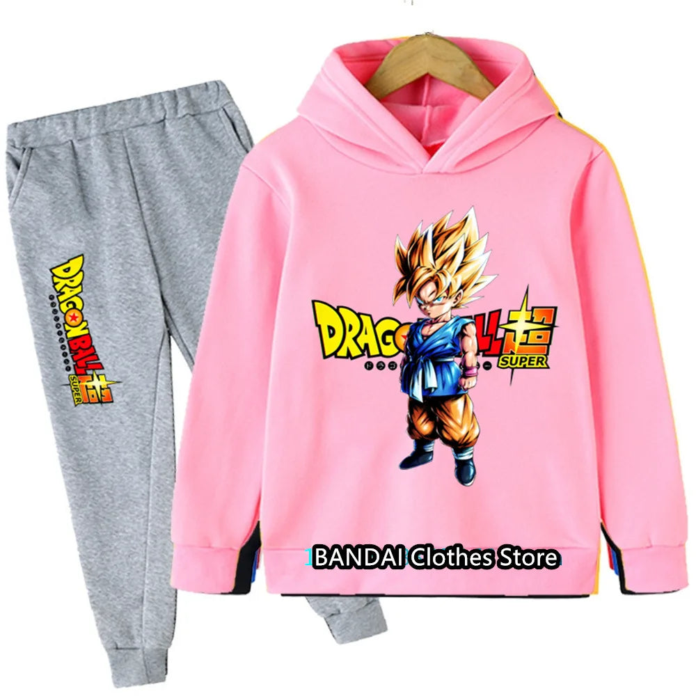 New Boys Girls Clothes Dragonball Hoodie Set Kids 2pcs Spring Autumn Toddler Girls Cartoon Hooded +pants Tracksuit Goku Clothing