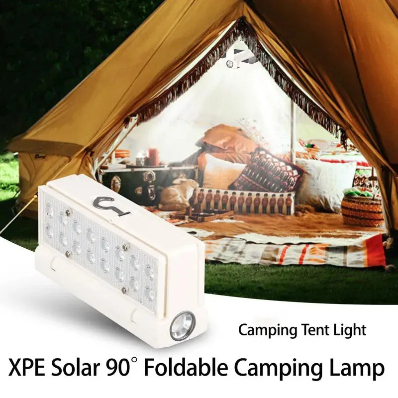 Solar Power Camping Lamp Folding Portable Flashlight Lantern Outdoor Hiking Adventure emergency power bank emergency lighting