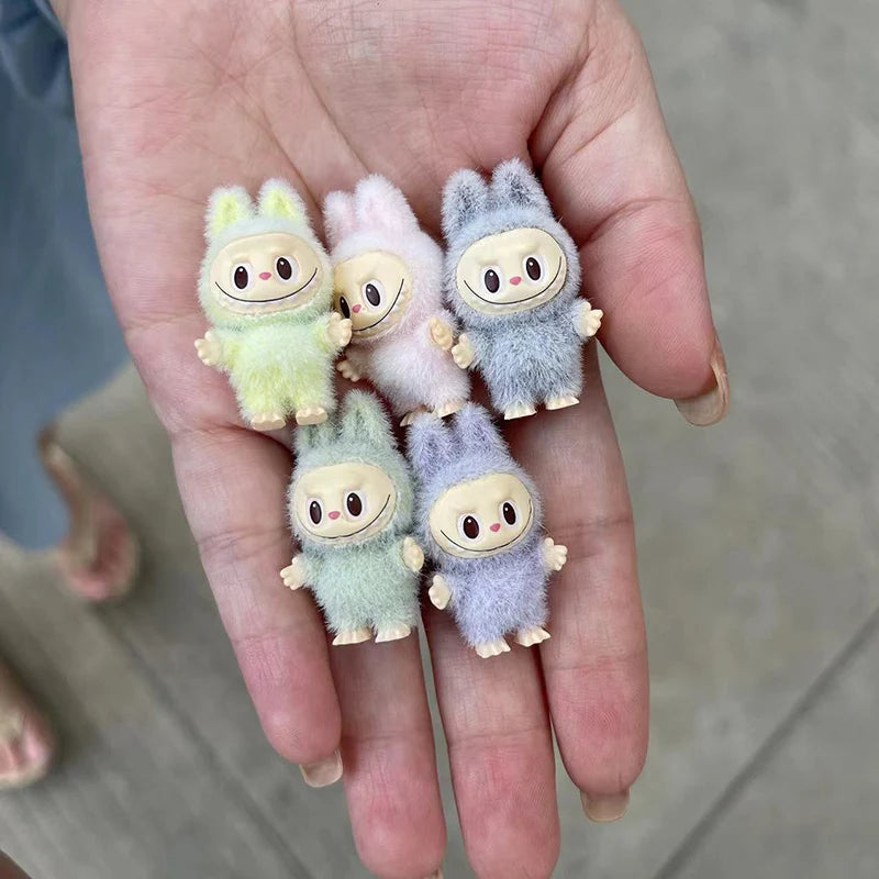 Cartoon Labubu Series Mini Flocking Exquisite Cute Doll Gift Pendant Accessories Decoration Kawaii Toys Gift