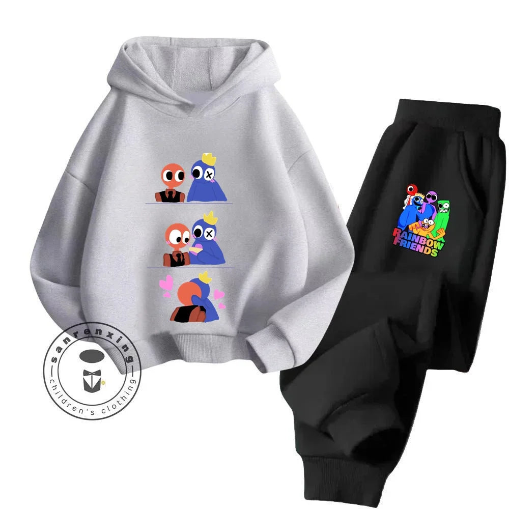 2024 Stylish and Cozy Cartoon Rainbow Friends Long Sleeve Stand Out Design Suitable for Children 3-14 Years Old New Hoodie Set