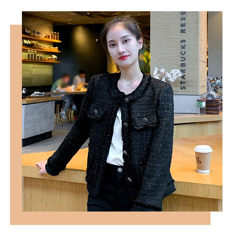 Jielur Autumn New Sweet Ladies Elegant Women Jackets Solid Street Fashion Jackets Woman Black Casual Loose Slim Coats Female