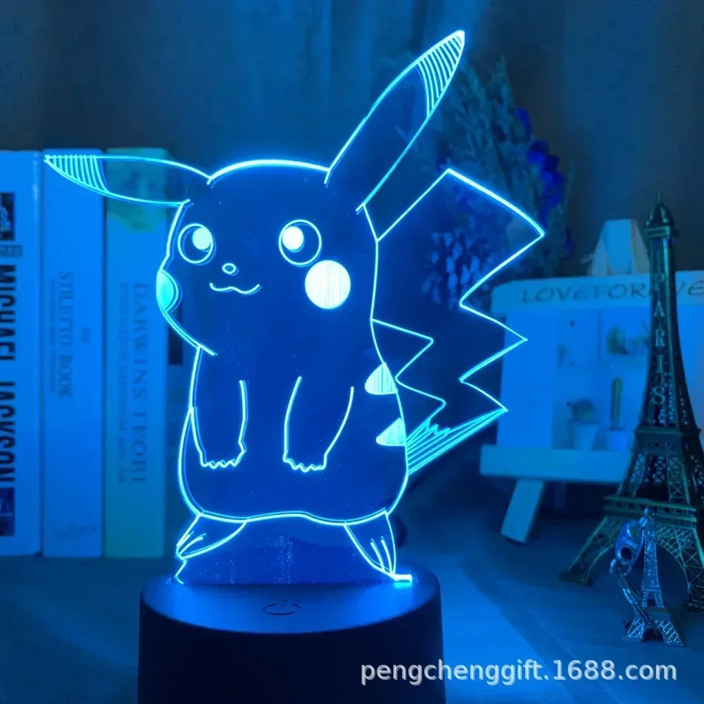 Ny Anime Pokemon Led 3D Natlys Børnelegetøj Anime Figurer Sød Pikachu sengelampe til børn Indretning i soveværelset Fødselsdagsgave