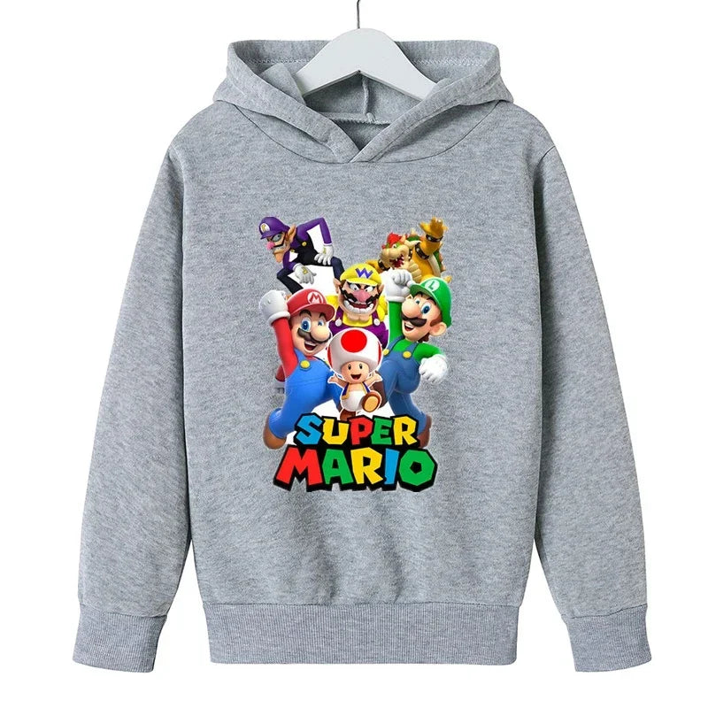 Girls Game Mario bros Hoodies Kids Baby Child Cartoon Tops Spring Children Long Sleeve Print Sweatshirt Autumn Boys Pullovers