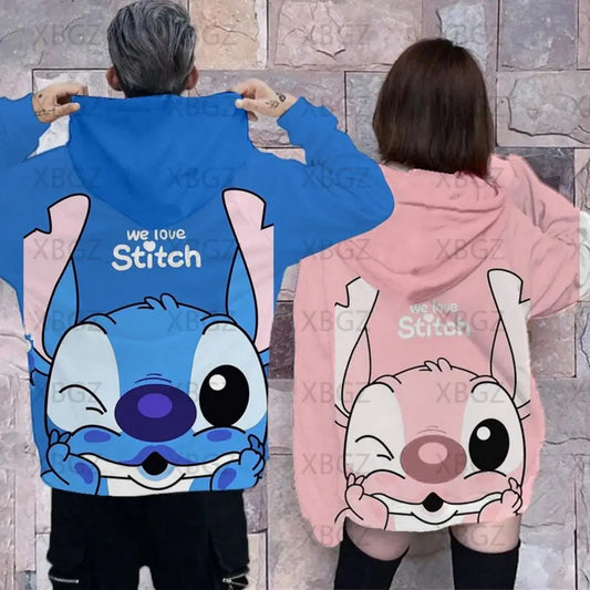 Disney Stitch Sweatshirt Kvinde 2024 Mænds Sweatshirts Mode Y2k hættetrøje Dame Par Outfit Dejlige Hættetrøjer 3D Print Stitch